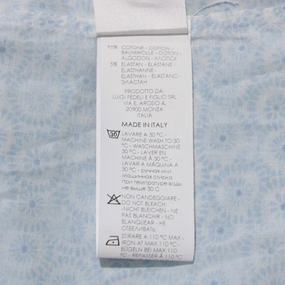 Fedeli NWT Dress Shirt Size 42 16.5 in Blue & White Cotton Blend